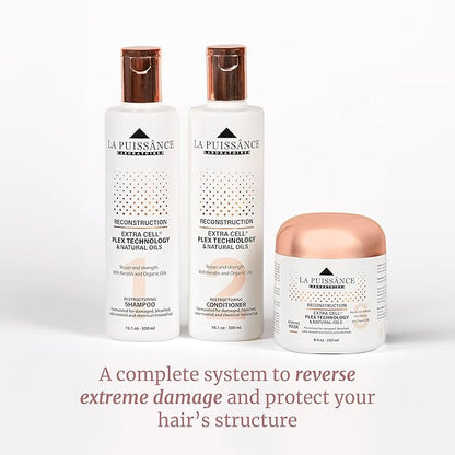 LA PUISSANCE Extra Cell Plex Shampoo Step 1 - Deep Repair for Severely Damaged Hair - Ideal for Color-Treated, Bleached, and Chemically-Treated Hair - 10.1 fl oz for Home and Salon Use