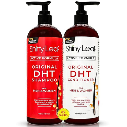 Shiny Leaf DHT Blocker Shampoo And Conditioner Bundle With Procapil, Capixyl, Biotin, Castor Oil – Professional Strength Hair Growth Shampoo And Conditioner Sets for Men And Women (4x16 Fl.Oz)