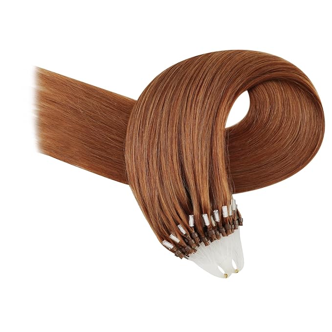 YoungSee Micro Ring Hair Extensions Copper Micro Tip Hair Extensions 16Inch Micro Link Human Hair Extensions Human Hair Extension Micro Beads 25g Bead Hair Extensions 25s