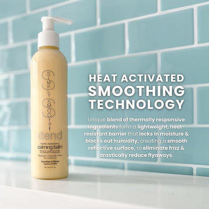 SIMPLY SMOOTH Xtend Keratin Replenishing Calming Balm Smoothing Or Curling Balm 1-Day Frizz Free Blowout Infused with Collagen To Repair Dry, Damaged, Unmanageable Hair 8.5 Oz.
