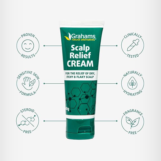 Scalp Relief Cream by Grahams Natural - Relief for Dry, Itchy, Flaky Scalps & Dandruff - Scalp Moisturizer with Manuka Honey, Calendula, Jojoba Seed Oil (2.11oz)
