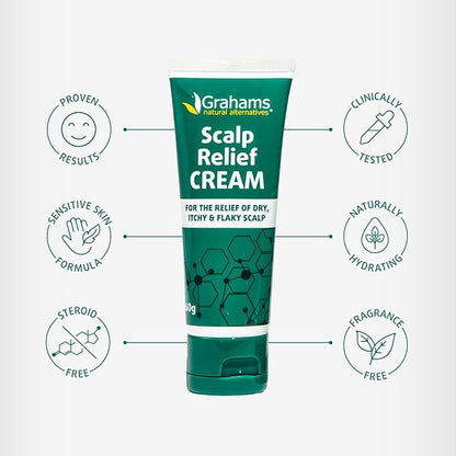 Scalp Relief Cream by Grahams Natural - Relief for Dry, Itchy, Flaky Scalps & Dandruff - Scalp Moisturizer with Manuka Honey, Calendula, Jojoba Seed Oil (2.11oz)
