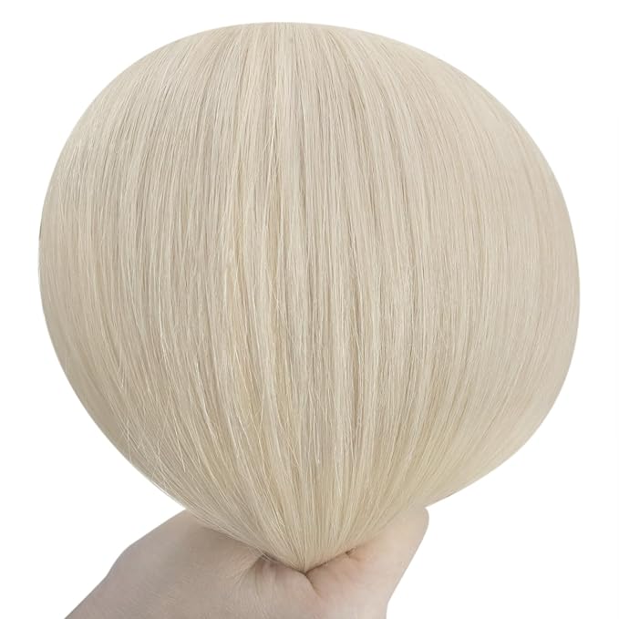 YoungSee Clip on Hair Extensions Blonde Clip in Hair Extensions Human Hair Platinum Blonde Double Weft Lace Real Human Hair Extensions 22In 120G 7Pcs