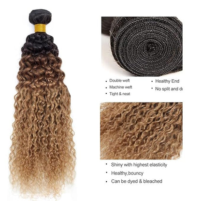 Ombre Blonde Water Wave Bundles T1B/4/27 Human Hair Bundle Niegmeag Virgin Soft and Sikly Remy Hair 3 Bundles 26 28 30 Inch Double Weft Hair Weave