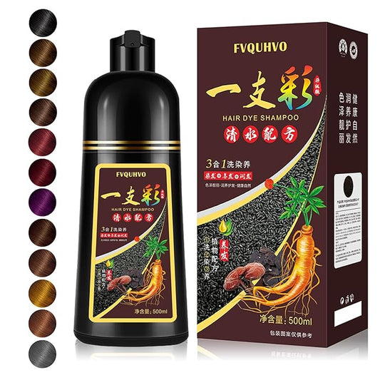 Instant 500ml Chestnut Brown Hair Color Shampoo for Men & Women | Plant Formula, 3 in 1 Natural Hair Coloring Shampoo, Permanent Hair Dye 17.6 Fl Oz