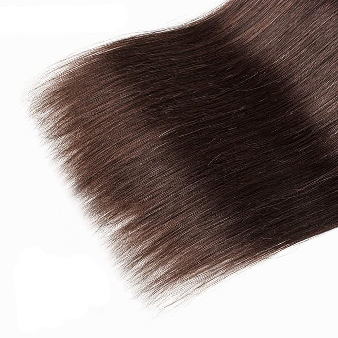 Brown Human Hair Bundles Dark Brown Straight Bundles 16 18 20 Inch Niegmeag Double Weft Color 4 Bundle Peruvian Virgin Remy Hair Extensions 150g