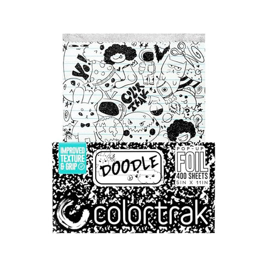 Colortrak Doodle Pop-up Foil W/Dispenser (400 Count), Pre-cut Sheets, Non-Slip Embossed Texture, 5" x 11" Sheets for Hair Foil Coloring and Highlighting Sheet Applications