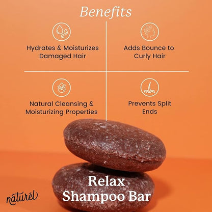 Naturel Relax Moisturizing Shampoo and Conditioner Set with Argan Oil and Colloidal Oatmeal for Curly, Wavy, Dry, or Frizzy Hair - Vegan, Made in USA