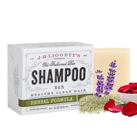 J·R·LIGGETT'S Shampoo Bar - Herbal Formula, Solid Dry Bar With Organic Formula For Damaged And Greasy Hair, Sulfate-Free With Antioxidants and Vitamins, 1 pack | Herbal Scent, 3.5 Ounces