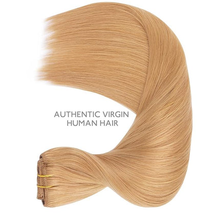 WENNALIFE Clip in Hair Extensions Real Human Hair, 24 Inch 120g 7pcs Human Hair Extensions Clip In Human Hair, Strawberry Blonde Hair Extensions Clip In Real Hair Coloured Remy Human Hair Extensions