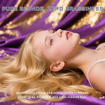 Purple Shampoo & Conditioner Set for Blonde, Silver, Brown, Bleached & Highlighted Hair - Tones Brassiness, Restores Damaged Hair, Deeply Hydrates & Enhances Shine - Color-Safe, 2 x 10.1 oz