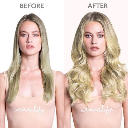 WENNALIFE Seamless Clip In Hair Extensions, 18 Inch 7pcs 130g Ombre Ash Blonde to Golden Blonde Balayage Platinum Blonde Hair Extensions Clip In Invisible PU Weft Real Human Hair Extensions Clip In