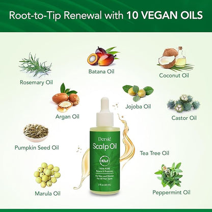 Scalp Oil for Hair Loss & Thinning Hair: Stimulates Follicles and Nourishes Scalp with Batana, Rosemary & Tea Tree – Ideal for Coily, Curly, Dry & Damaged Hair – Soothes Dry, Itchy, Flaky Scalp (60mL)