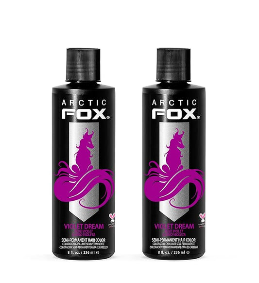 Arctic Fox Semi-Permanent Hair Dye, Vegan & Cruelty-Free, Ammonia-Free, Conditioning, Vibrant Purple Color, Long Lasting, For All Hair Types, Violet Dream, 8 fl oz (Pack of 2)