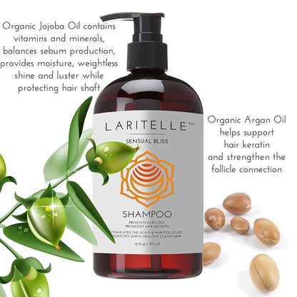 Organic Shampoo 17.5 oz. Argan Oil, Rosemary, Palmarosa. Promotes Hair Growth, Prevents Hair Loss. GF