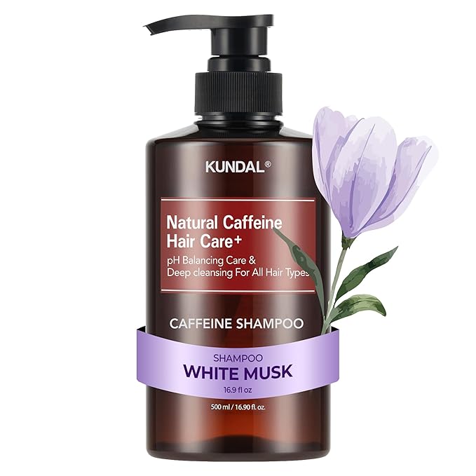 KUNDAL Anti Hair Loss Shampoo with Caffeine – Scalp Revitalizing for Thinning & Volumizing & root Strengthening – Sulfate-Free Korean Hair Care, White Musk, 16.9 fl oz (500ml)