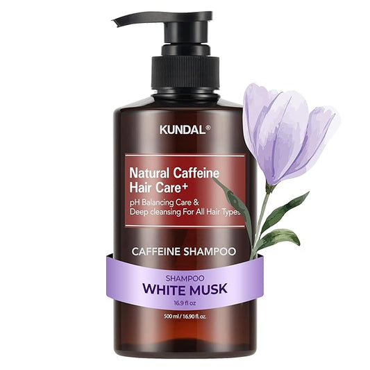 KUNDAL Anti Hair Loss Shampoo with Caffeine – Scalp Revitalizing for Thinning & Volumizing & root Strengthening – Sulfate-Free Korean Hair Care, White Musk, 16.9 fl oz (500ml)