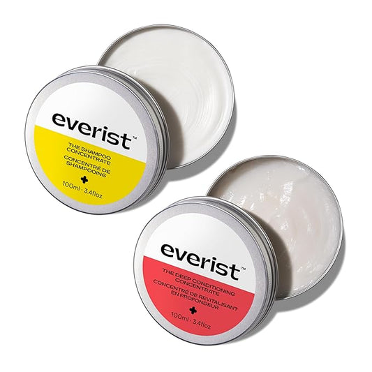 The Haircare Essentials Duo, Shampoo & Deep Conditioner, Repairs Hair, Ideal for Sensitive Scalp, Hydrating and Smoothing, Plant-based, Color-safe, 3.4 fl oz Each, Tins