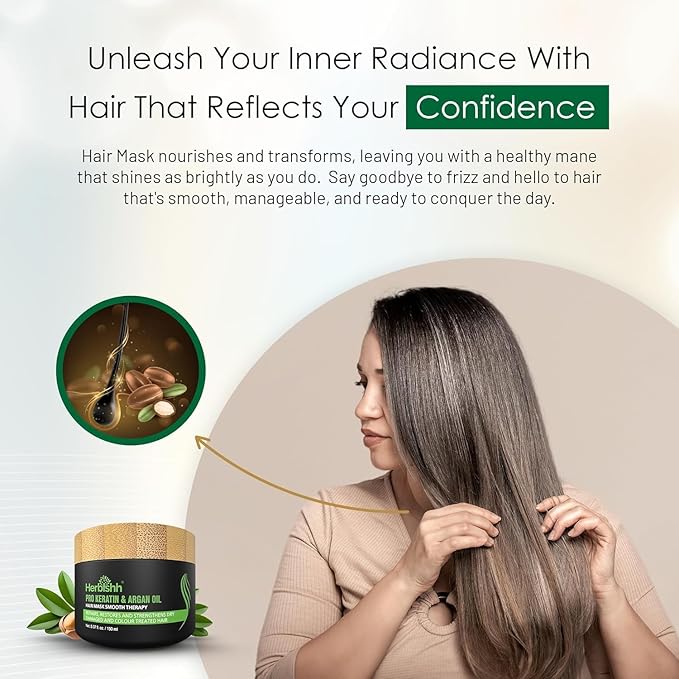 Herbishh Blue Black 3 in 1 Hair Dye Shampoo (Pack of 3) 16.9 FL Oz Each and Pro Keratin Argan Oil Hair Mask 5.07 Fl Oz Combo for Dry Damaged Hair 150 ML - Long Lasting Grey Hair Color for Women