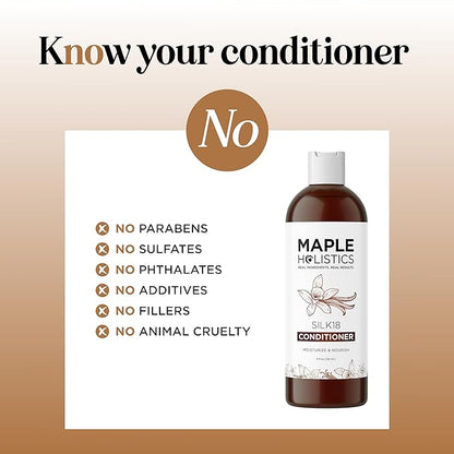 Silk Protein Conditioner for Damaged Hair - Ultra Moisturizing Conditioner for Dry Hair with Deeply Nourishing Shea Butter Argan Oil Green Tea & Aloe - Helps Define Curls & Control Frizz (8 Fl Oz)