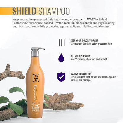 GK Hair Shield Shampoo 22 Fl Oz – Color Safe, UV Protection, Aloe Vera & Argan Oil, Sulfate and Paraben Free, Repairs Damage, Boosts Shine, Hydrating, Vegan Hair Care