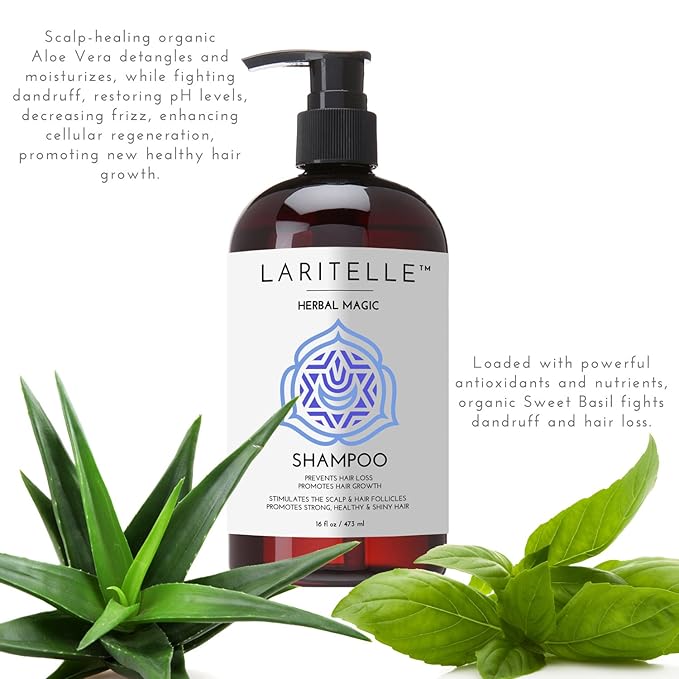 Organic Unscented Shampoo Herbal Magic – 17.5 oz – Sulfate-Free, Vegan Hair Growth Shampoo for Sensitive Scalp – Made in California