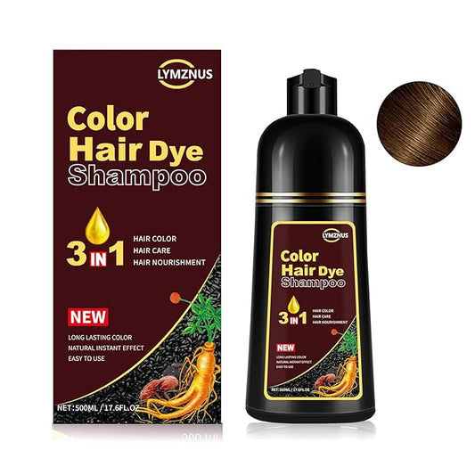 Instant Coffee Hair Dye Shampoo - 3 in 1, Hair Color Shampoo for Women & Men, Long Lasting,Light Brown Shampoo Para Pintar El Cabello, Easy to Apply at Home 500ML