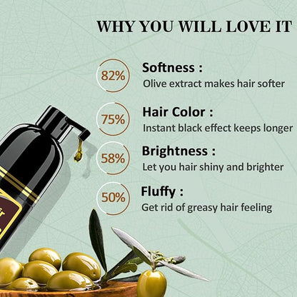 Fvquhvo Instant Black Hair Shampoo, Hair Color Shampoo for Gray Hair, Black Hair Dye Shampoo 3 in 1, Shampoo Hair Dye & Champu Para Canas, Colors in Minutes, Easy to Use, 16.90 Fl Oz