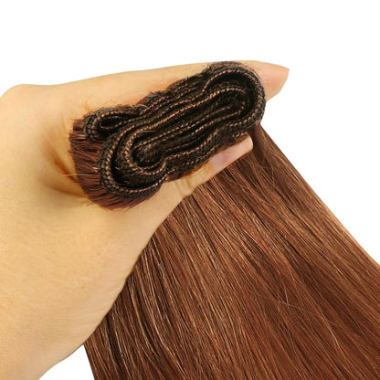 YoungSee Sew in Human Hair Extensions Copper Weft Real Hair Extensions Copper Human Hair Weft Extensions Copper Hair Extension Wefts Real Human Hair 100G 24Inch
