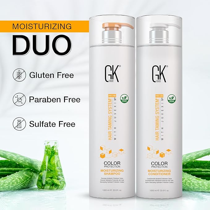 Moisturizing Shampoo and Conditioner Hydrate Set for Colored Treated Hair Keratin Treatment Cleansing Dry to Normal Sulfate Paraben Free All Hair Types for Men and Women By GK HAIR - (2 X 33.8 Oz)