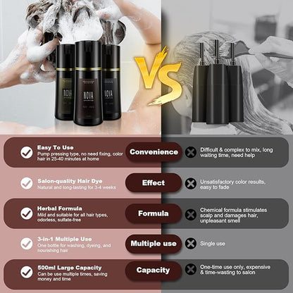 Hair Dye Shampoo & Champu Para Canas - Natural 3-in-1 Instant Gray Coverage for Men & Women (Light brown-200ML)