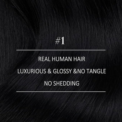 YoungSee 24inch Clip in Hair Extensions Human Hair Black Human Hair Extensions Clip ins Jet Black Blend Natural with Own Hair 24Inch 120G 7Pcs