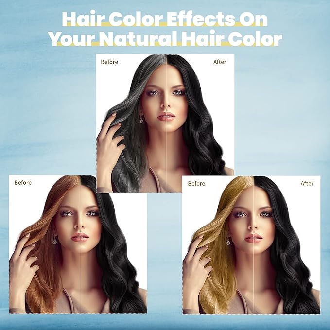 Black Hair Dye 3 in 1 Shampoo for Gray Hair, Herbal Ingredients for Women&Men, Dye in Minutes/Semi-Permanent/(17.6 FL OZ)