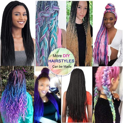 6 Packs Ombre Jumbo Braiding Hair Extensions 24 Inch High Temperature Synthetic Fiber Hair Extensions for Box Braids Braiding Hair (Deep Green to Yellow Green)