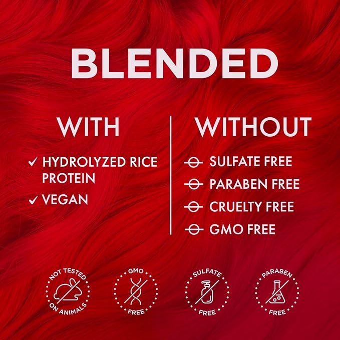 MOEHAIR Semi-Permanent Hair Color | Temporary Red Hair Dye 8 Oz | No Ammonia, Sulfate or Paraben | Intermixable & Vegan | Voodoo Fire Engine Bright Red Hair Color | Drip-Free Formula | Easy to Use