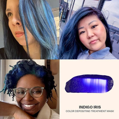 Overtone Daily Color Depositing Conditioner - 4.5 oz Temporary Coloring Conditioner w/Shea Butter & Coconut Oil - Refresh Color & Prevent Fading - Vegan & Cruelty-Free, Blue for Brown is Indigo Iris