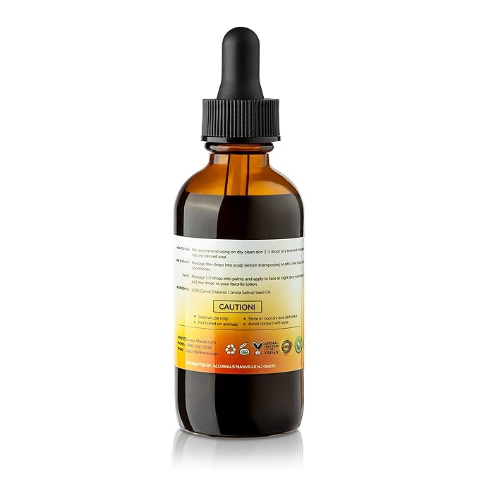 Carrot Seed Oil (2 Oz) – 100% Pure & Organic, Unrefined, Cold Pressed, All Natural, Daucus Carota- Essential Carrot Moisturizer for Skin, Face and Hair Growth - 2 Oz