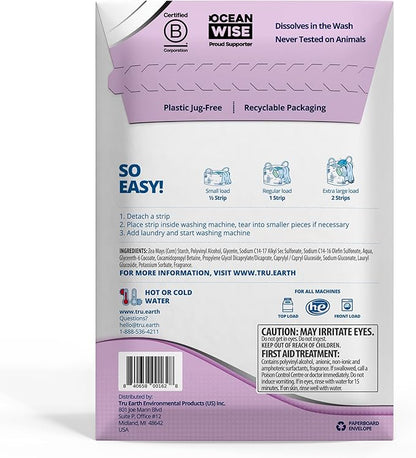 Tru Earth Platinum - Heavy Duty Laundry Detergent Sheets - Up to 128 Loads (64 Count), Lilac Breeze Scent - Ultra-Concentrated Strips Formula - Eco-Friendly Travel Laundry Sheets