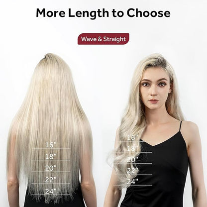 Clip in Hair Extensions Real Human Hair, Remy Hair Extensions Clip In Human Hair Thick and Silky, Ash Blonde Highlighted Platinum Blonde #P17A/60A 18Inch 120G 7PCS