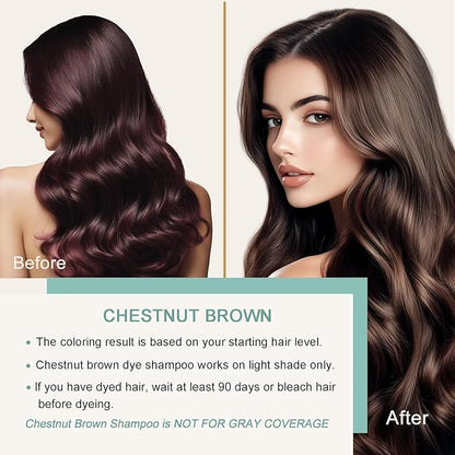 Fvquhvo Hair Dye Shampoo 3 in 1, Hair Color Shampoo, Light Brown Hair Dye, Brown Hair Shampoo, Colors in Minutes, Easy to Use, 16.90 Fl Oz