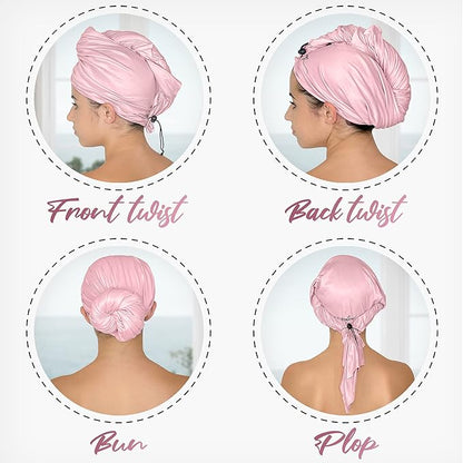 THE PERFECT HAIRCARE Curly Hair Girls Microfiber Plopping Towel Set - Anti-frizz Silky Smooth Hair Drying Wrap for Women - Super Absorbent Large Hair Towel + 2 Scrunching Towels to Micro Plop