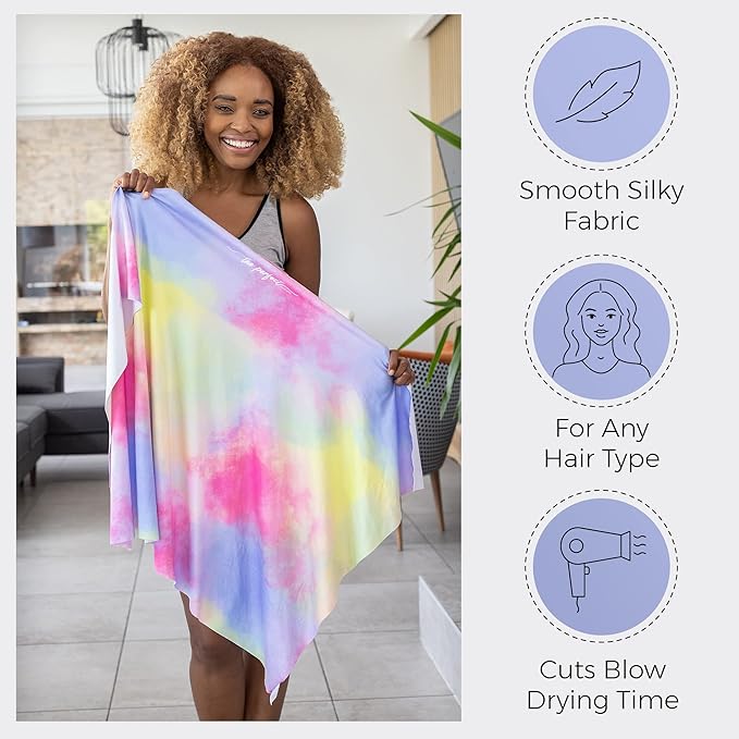 THE PERFECT HAIRCARE Curly Hair Girls Microfiber Plopping Towel Set - Anti-frizz Silky Smooth Hair Drying Wrap for Women - Super Absorbent Large Hair Towel + 2 Scrunching Towels to Micro Plop