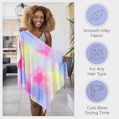 THE PERFECT HAIRCARE Curly Hair Girls Microfiber Plopping Towel Set - Anti-frizz Silky Smooth Hair Drying Wrap for Women - Super Absorbent Large Hair Towel + 2 Scrunching Towels to Micro Plop