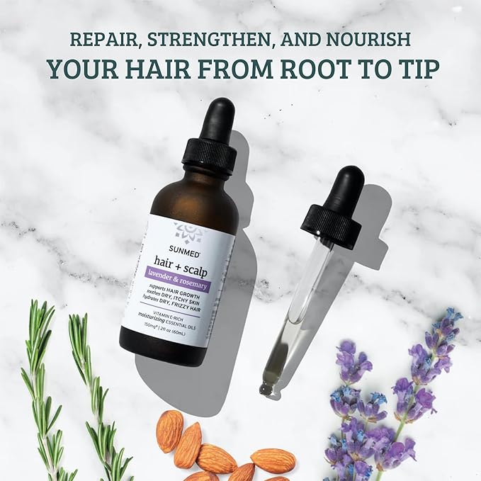 Hair & Scalp Oil with Rosemary, Lavender, Jojoba, Vitamin E – Moisturizing Formula for Dry, Itchy Scalp & Frizzy Hair – Nourishes, Hydrates & Supports Hair Growth – 2 fl oz
