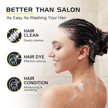 Black Hair Shampoo 3 in 1, Instant Hair Color for Gray Hair Coverage, Natural Black Shampoo Hair for Women & Men, 500ML Hair Color Shampoo Lasts 30 Days with Herbal Ingredient