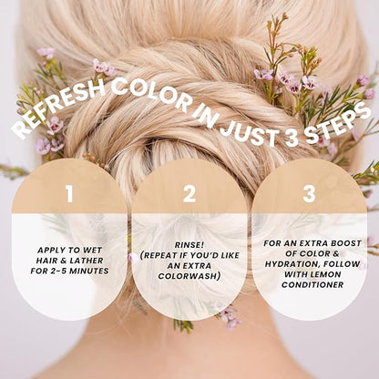 Lemon Hydrating Color Depositing Shampoo - Brighten & Tone Faded Hair with Semi-Permanent Dye, Prevents Fade for Color-Treated Hair, 8.5 Oz.