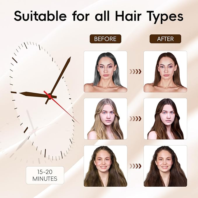IIIMEIDU Darkbrown Hair Dye Shampoo 3 in 1, Natural Hair Dye Semi Permanent Hair Color, Gray Hair Cover Up, Ginger Essence shampoo for Color Treated Hair for Women and Men (500ml) 1