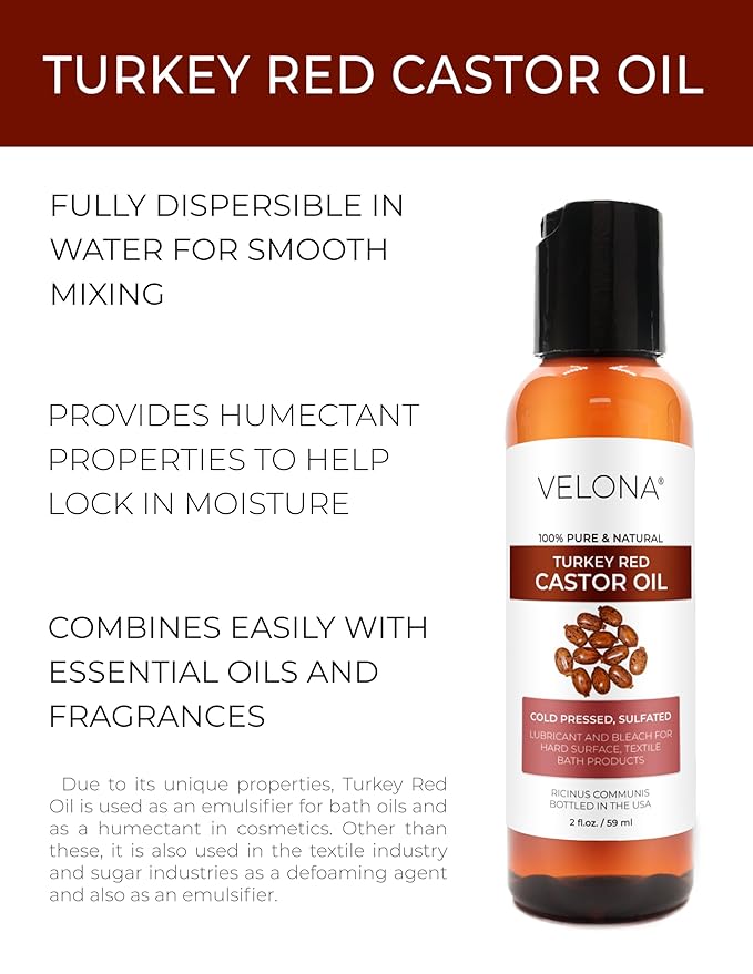 velona Castor Oil Turkey Red 2 fl oz | 100% Pure and Natural Carrier Oil | Cold Pressed | Hair, Body and Skin Care | Use Today - Enjoy Results
