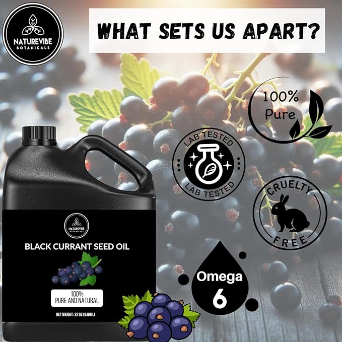Naturevibe Botanicals Black Currant Oil 32 Ounces | 100% Pure and Natural | Great for Skin Care and Hair Care