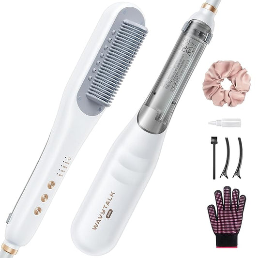 Wavytalk Pro Steam Hair Straightener Brush, Steamline Pro 3 in 1 Straightening Brush, Steam Reduces Damage, Nourishes Hair, and Expedites Straightening